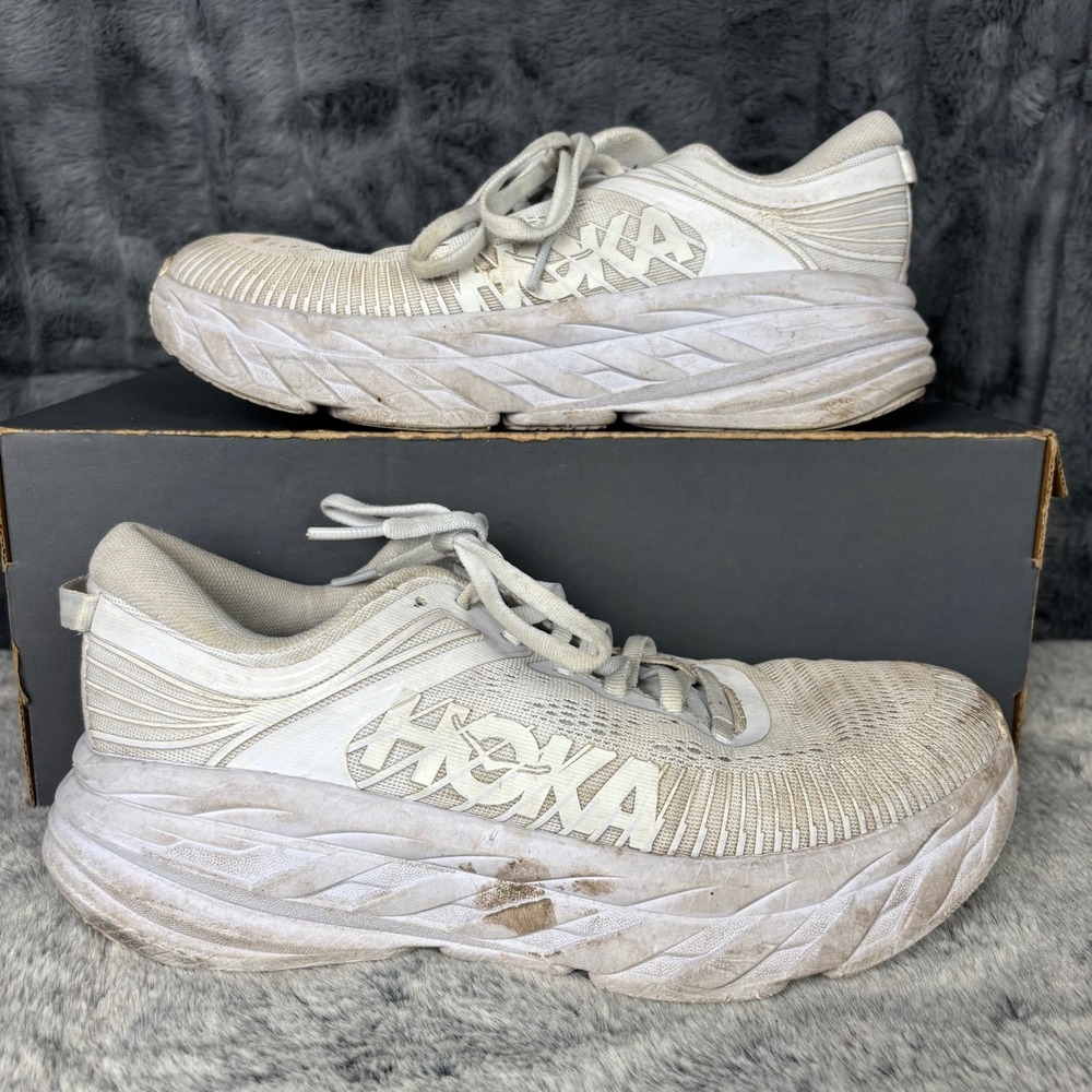 Hoka One One Bondi 7 Womens 7.5 Running Shoes White White 1110519 WWH Sneaker